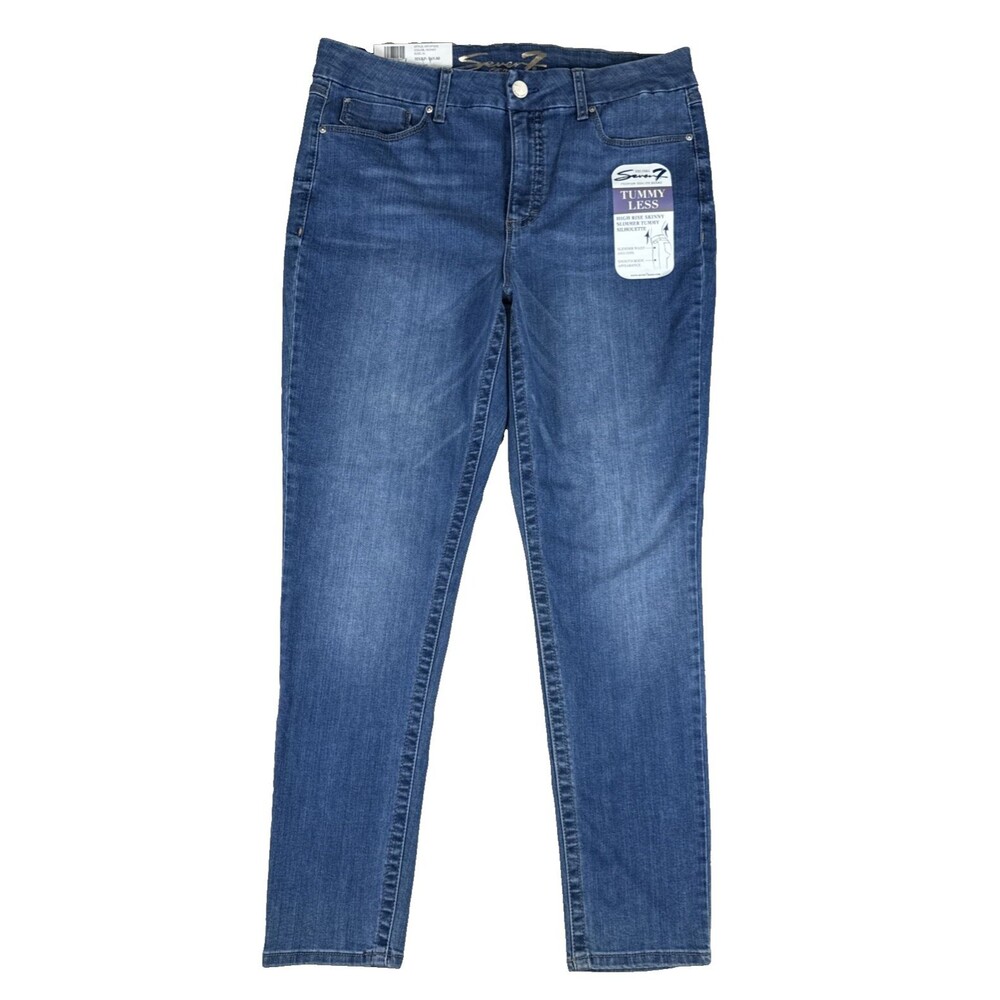 Seven7 Tummy Less Jeans Womens High Rise Skinny Blue Denim NWT New Slimming